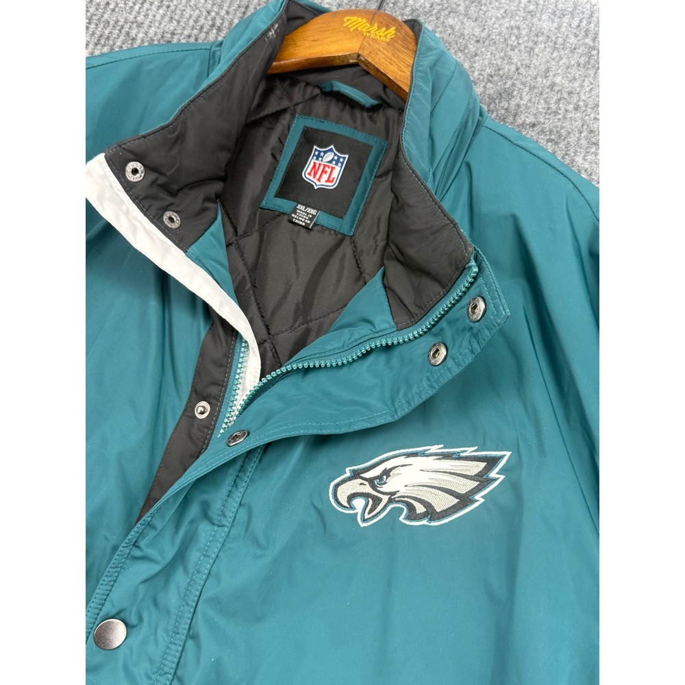NFL Philadelphia Eagles Jacket Mens XXL Teal Good Quilted Full Zip Snap Coat